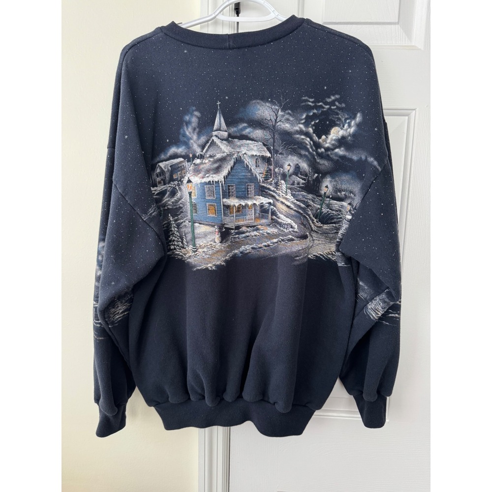 Art Unlimited‎ Winter Scene Snow Church Full Print Sweatshirt XL - Picture 4 of 6
